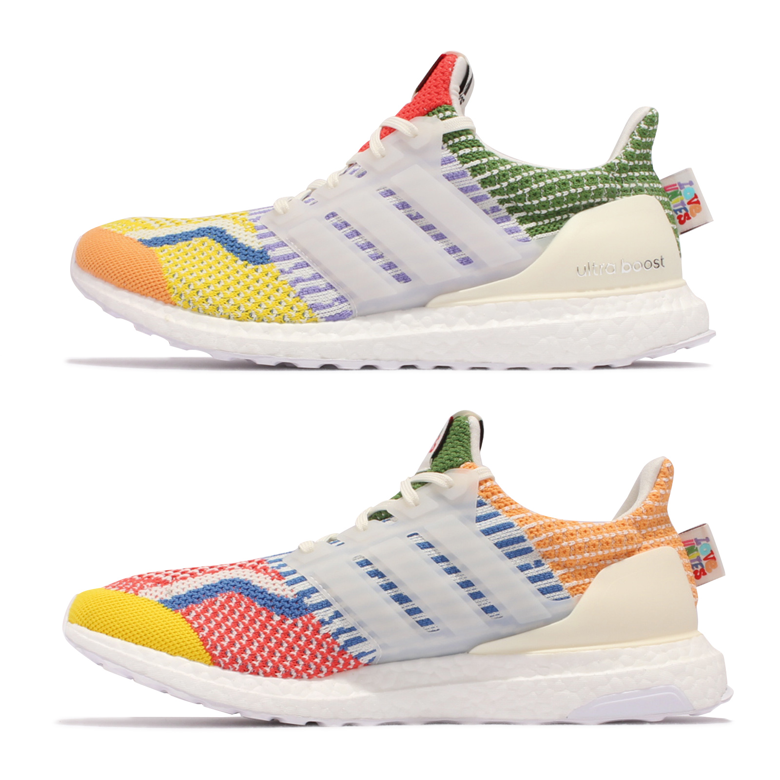 博客來-adidas 慢跑鞋UltraBOOST 5 DNA 男女鞋愛迪達襪套避震包覆路跑情侶鴛鴦彩白GW5125 28cm  MULTI-COLOR/WHITE